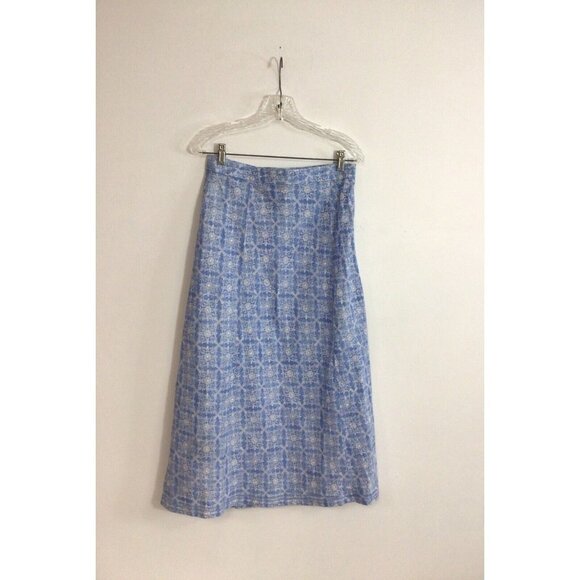 LL BEAN Dresses & Skirts - LL Bean Floral Linen Skirt Cornflower Blue Womens 4